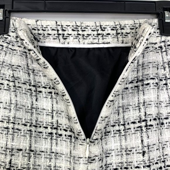 SANDRO Black White Tweed Metallic Skirt Sz 12 - Picture 6 of 7